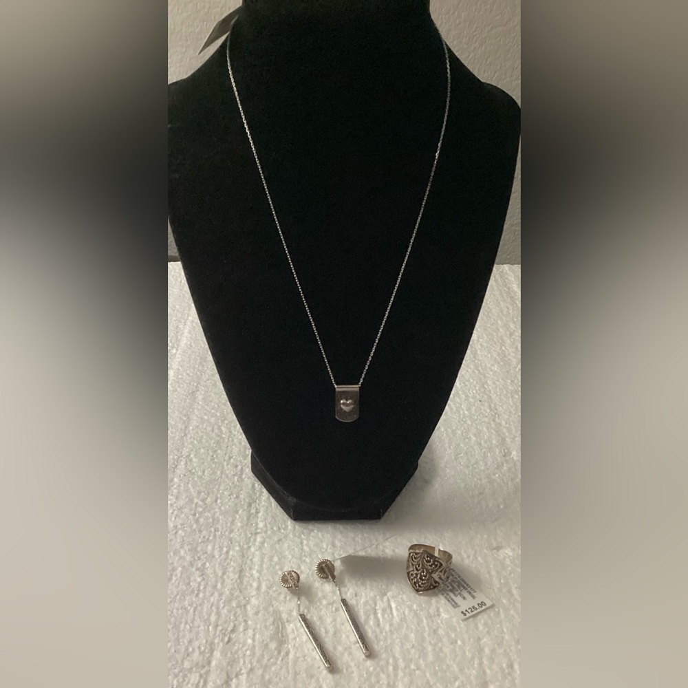 Lois Hill Sterling Silver Necklace, Earrings and Ring Set